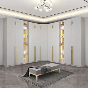 Armoire en bois moderne, meubles de chambre à coucher, armoire à portes battantes en verre anti-explosion, organisateur de vêtements - Product Image 1