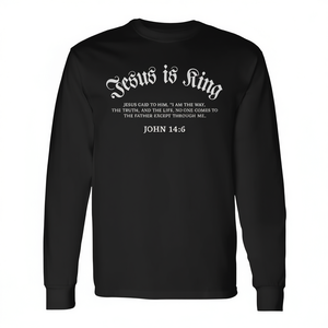 Camiseta de manga larga con versículo bíblico de Juan 14:6, Jesús es Rey - Product Image 2