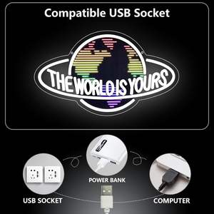 Plaques lumineuses au néon LED pour la décoration murale Colorful Planet LED Light up Sign Lamp for Game Room the World Is Yours <span class=keywords><strong>Neon</strong></span> Sign - Product Image 5