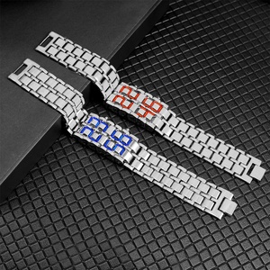 นาฬิกาข้อมือ LED รุ่นใหม่ แบบผสมผสาน ดีไซน์ลาวา นาฬิกาอิเล็กทรอนิกส์ สแตนเลสสตีล สาย LED นาฬิกาคู่ดิจิตอล ขายส่ง - Product Image 2