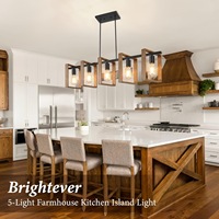 Luminaire suspendu en bois noir de style rustique Seeky, lampe suspendue à cinq carrés, support en bois massif pour salons