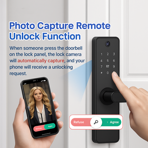 מחיר המפעל ללא keyless tuya דלת נעילה דיגיטלי wifi דלת חכם עם מצלמה וטביעת אצבע - Product Image 2