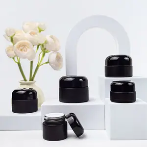 1 oz 2 oz Cosmetic frosted clear matte black glass jar with round screw lid 5ml 15ml 30ml 50ml 100ml eye cream face cream jars