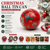 Boîte en étain ronde pour boules de Noël, qualité alimentaire, recyclable, emballage festif pour bonbons, chocolats, biscuits, cadeaux, décoration de Noël