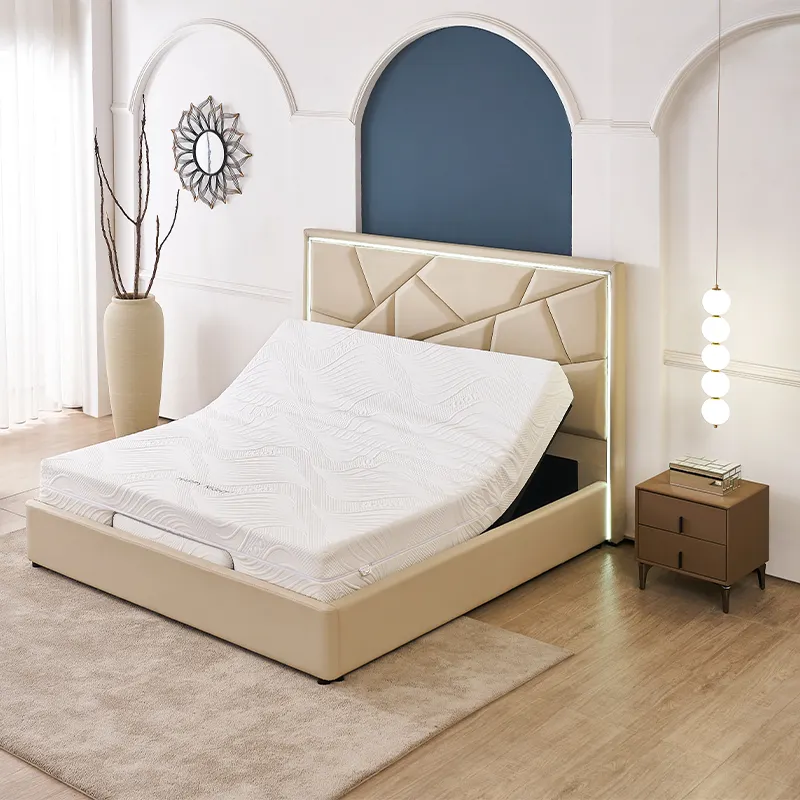 OEM & ODM Adjustable King Luxury Bed Frame Up-Holstered Smart Apartment Electric Bed
