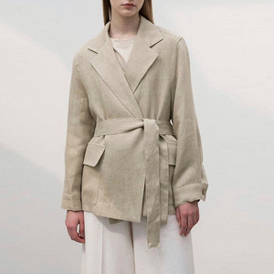 <span class=keywords><strong>Traje</strong></span> <span class=keywords><strong>de</strong></span> <span class=keywords><strong>lino</strong></span> para mujer, alta calidad, diseño <span class=keywords><strong>de</strong></span> cinturón <span class=keywords><strong>de</strong></span> corbata, Blazer informal <span class=keywords><strong>de</strong></span> <span class=keywords><strong>lino</strong></span> y algodón, 2020 - Product Image 2