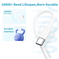 Kabel Tipe C ke Tipe C 2 Meter, Daya Tahan Tekuk 10000+ Kali Lipat, PVC Tahan Tekuk, Kabel Data Pengisian Cepat untuk Smartphone Laptop