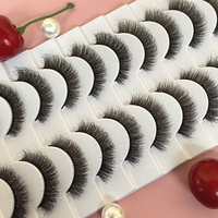 Bulu mata Mink imitasi gaya baru 12mm 3D bulu mata Super halus grosir bulu mata garis penuh buatan tangan alami Label pribadi
