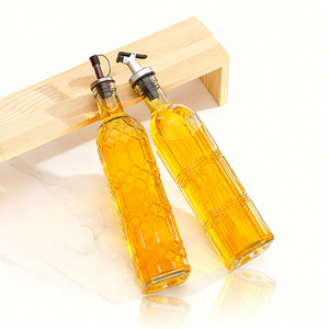 Vente flash : Bouteille distributrice d'huile d'olive de 500 ml, bouteille vide en verre pour huile de cuisson, bouteilles carrées pour vinaigre - Product Image 4