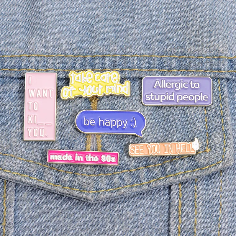 Hey 90 của bé vui kim loại pins tùy chỉnh motivational ve áo phù hiệu được hạnh phúc bán buôn MEN HAT pins trong số lượng lớn