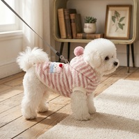 Nouvelle arrivée automne-hiver : Manteau polaire à capuche rayé pour chien, motif dessin animé, idéal pour les promenades, vêtements chauds pour chats et chiens