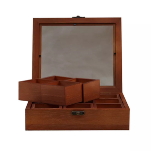 Caja de Almacenamiento de Especias de Madera con Tapa de Vidrio, Compartimentos Extraíbles, Organizador de Condimentos de Cocina para Guardar Especias en Casa - Product Image 3