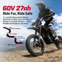 Moto électrique tout-terrain 60V 5600W, moto électrique avec roues de 17'' et 14'', vitesse élevée, freins à disque hydrauliques