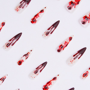 2025 Style chaud de haute qualité modèle de conception de groupe sanguin long pointu amovible presse sur les ongles pour <span class=keywords><strong>Halloween</strong></span> - Product Image 3