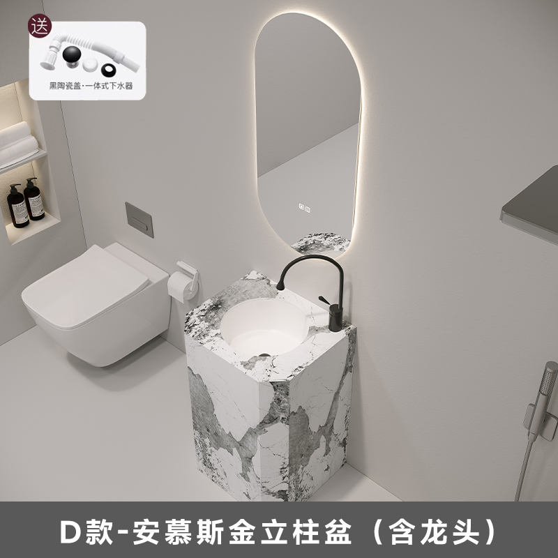 Anmusi อ่างล้างหน้าหกเหลี่ยมไร้รอยต่อสีทองพร้อมก๊อกน้ำหงส์