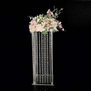 Transparent Acrylic Flower Vases with Crystal Chain Display Pedestals Wedding Party Home Decor Flower Stands <b>Table</b> Centerpieces - Product Image 6