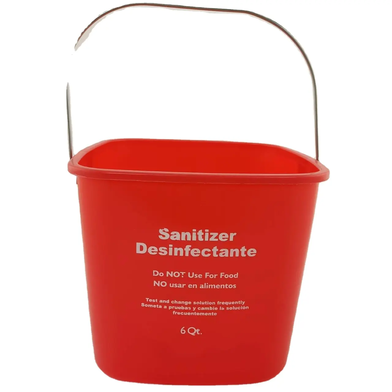 Aço inoxidável Handle Commercial Cleaning Bucket Cleaning Pail 6QT Square Red Plastic Sanitizing Bucket