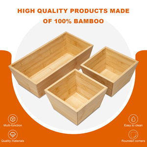GL 3 pezzi Set di bambù legno cassetto organizzatore scatola Set contenitore intagliato durevole con Logo personalizzato - Product Image 5