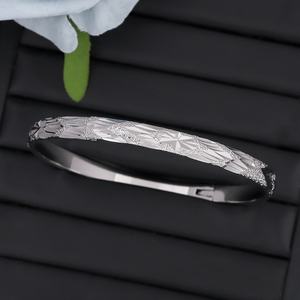 JXX Fashion Jewelry Trendy Geometric <b>Charm</b> <b>Bracelet</b> Unisex <b>Silver</b> Plated Brass Open Bangle - Product Image 5
