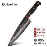Couteau de chef japonais Kitchenbliss de 8 pouces en cuivre damas, fabriqué à la main en acier VG10, avec manche en bois Pakka