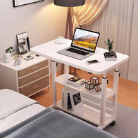 Étagère de rangement multi-niveaux, table réglable pour ordinateur portable avec roulettes pour un déplacement facile, petit bureau sur roulettes