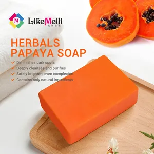 Toptan Herbals özel etiket organik el yapımı Papaya sabun oilet sabun banyo için kalıp sabun parlatıcı ten rengi