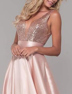 Nuovo Abito da Cerimonia con Paillettes <span class=keywords><strong>Oro</strong></span> Rosa, Scollo a V, Vestito da Damigella Femminile - Product Image 2