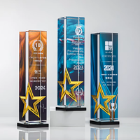 Trophée en cristal personnalisé haut de gamme, plaque en verre haut de gamme avec impression UV personnalisée, souvenir d'entreprise
