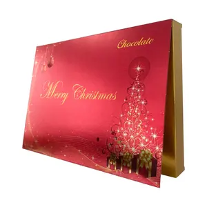 China Manufacturers Supply Custom Christmas Quality Printing Design Chocolate Packaging Box Luxury Gold Hard Gift Box with Split