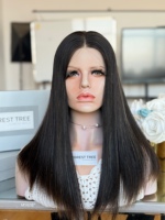 Perruque Sheitel en stock, prête à l'expédition, avec dentelle HD, cheveux humains naturels, longueur mi-épaule, style tendance, fournisseur de marque