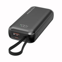 Batterie externe compacte avec cordon intégré, câble de charge intégré, affichage numérique, mini station d'alimentation portable multifonctionnelle