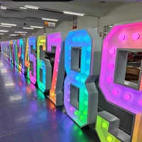 Lettres et chiffres lumineux en tôle galvanisée LED multicolores pour mariages, anniversaires, publicité, décoration, alimentation DC