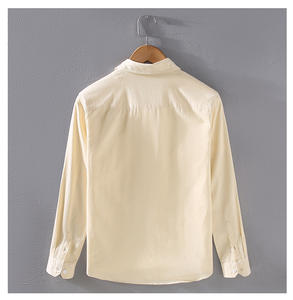 Camisa Masculina de Sarja de Algodão Pesada Texturizada de Manga Longa Respirável para Trabalho de Outono com Bolso Casual para Primavera e Outono - Product Image 6