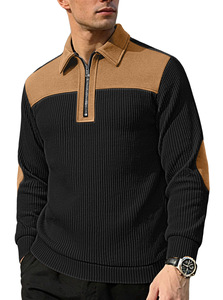 เสื้อฮู้ดดี้คอปกโปโลชาย แขนยาว แต่งผ้าคอร์ดูรอย ซิปหน้า สไตล์ลำลอง - Product Image 2