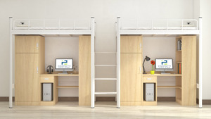 Moderno letto a soppalco con scrivania per collegio dormitorio soluzione di mobili contemporanei - Product Image 5