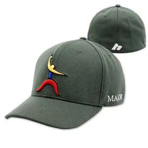恒兴制造商3d刺绣标志6面板棉运动棒球帽帽子可拉伸贴合帽子，带定制标志