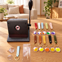 Kit de fabrication de porte-clés en acrylique transparent avec découpeuse de papier ronde et sangles en cuir pour loisirs créatifs