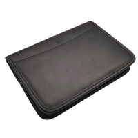 Porte-documents A5 en cuir PU avec fermeture éclair, logo personnalisé, noir, avec bloc-notes, pour le bureau, les affaires, les conférences