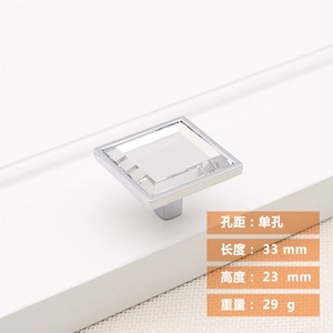 Modern Single-Hole Diamond Crystal Handle Small Zinc Alloy <b>Drawer</b> Pull Hardware for Wardrobe Cabinet & Dresser for Kitchen Use - Product Image 2