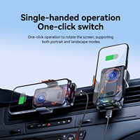 Support de téléphone de voiture avec chargeur sans fil 15W, port USB, fixation automatique pour console centrale et grille d'aération, support métallique à serrage automatique