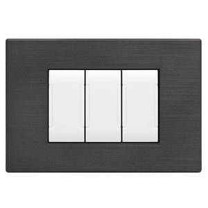Brushed Technopolymer <b>Plate</b> For 3 Flush Mounted <b>Switches</b> Anthracite Compatible With Living International - Product Image 1