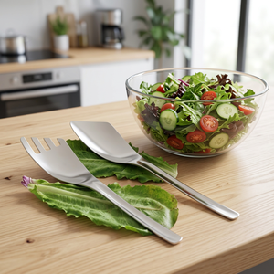 Juego de Servidores de Ensalada de Acero Inoxidable, Acabado Mate Ecológico, Resistente a la Corrosión, Apto para Alimentos, con Cuchara y Tenedor, Apto para Lavavajillas - Product Image 3