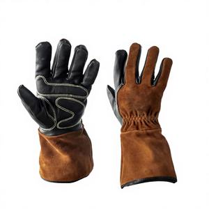 Gants de soudage industriels robustes TIG/MIG, paume en cuir pleine fleur, manchette en cuir fendu, avec couche supplémentaire de néoprène, gants de travail de sécurité - Product Image 4