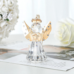 Crystal Angel Figurine Christmas <b>Tree</b> Pendant Decor Amber & Clear Eco-Friendly Polished Glass Art Christmas <b>Decoration</b> Gifts - Product Image 6