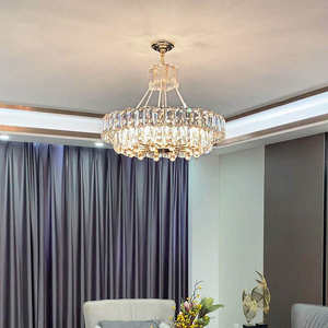Lámpara colgante de cristal de lujo contemporánea, lámpara de araña de Hotel de altura ajustable, iluminación para sala de estar, decoración del hogar, medio disponible - Product Image 2