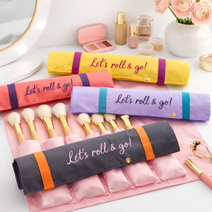 Embroidered Eco-Friendly Polyester Storage <b>Bag</b> with Zipper Closure Custom Logo & Color Large Capacity Makeup Organizer - Product Image 6