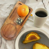 Kaffeehaus-Desserttablett Retro Holz-Frühstückstablett Nachmittagstee-Serviertablett für Heim-Café Tischdekoration