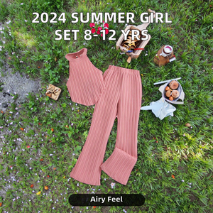 2024 été nouvelle <span class=keywords><strong>fille</strong></span> ensemble décontracté solide rose huit <span class=keywords><strong>ans</strong></span> <span class=keywords><strong>fille</strong></span> cou suspendu sans manches haut <span class=keywords><strong>pantalon</strong></span> worested taille 8-12 <span class=keywords><strong>ans</strong></span> - Product Image 3