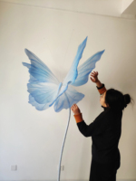 Flor de mariposa Artificial gigante decorativa para exteriores, para decoración de bodas, ventanas, decoración de centro comercial