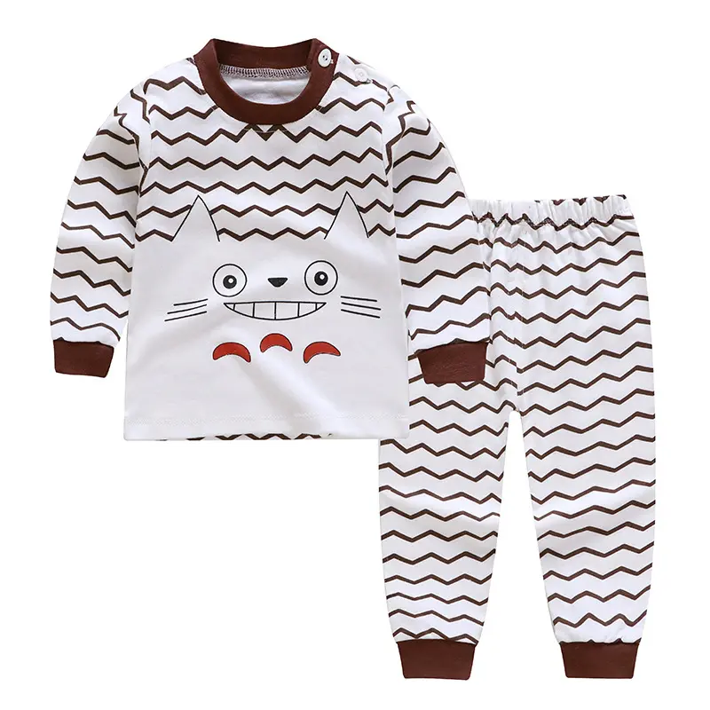New fall winter children pyjamas clothing sets cartoon printed boy girl sleepwear baby lounge wear 100% cotton kids pajamas set